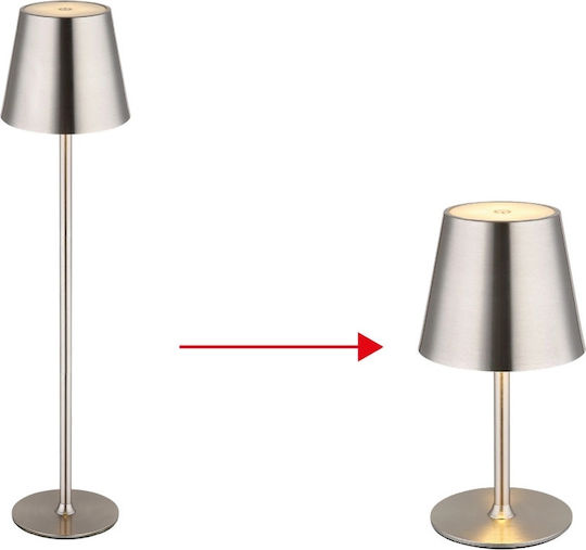 Globo Lighting Metallisches Tischlampen LED mit Silberfarbenem Hut und Basis