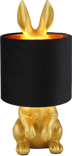 Globo Lighting Plastic Table Lamp for E27 Socket with Black Shade and Gold Base
