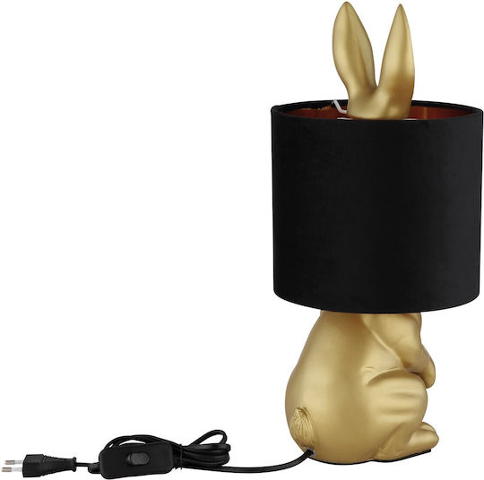 Globo Lighting Plastic Table Lamp for E27 Socket with Black Shade and Gold Base