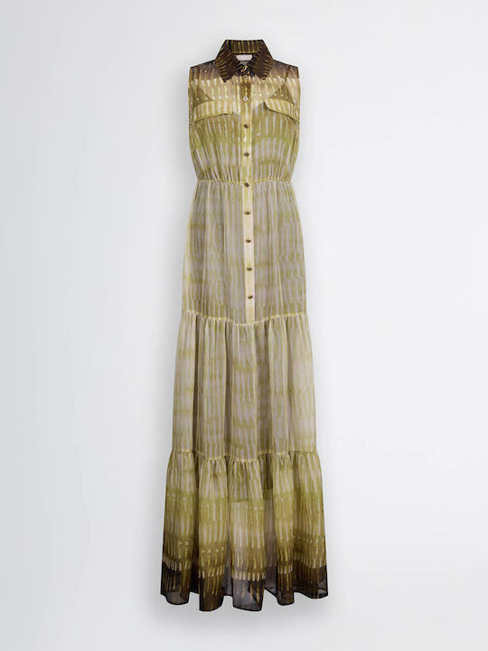 Rochii De Vară Pentru Femei Maxi Rochie-Cămașă Cu Volane Alb, Khaki