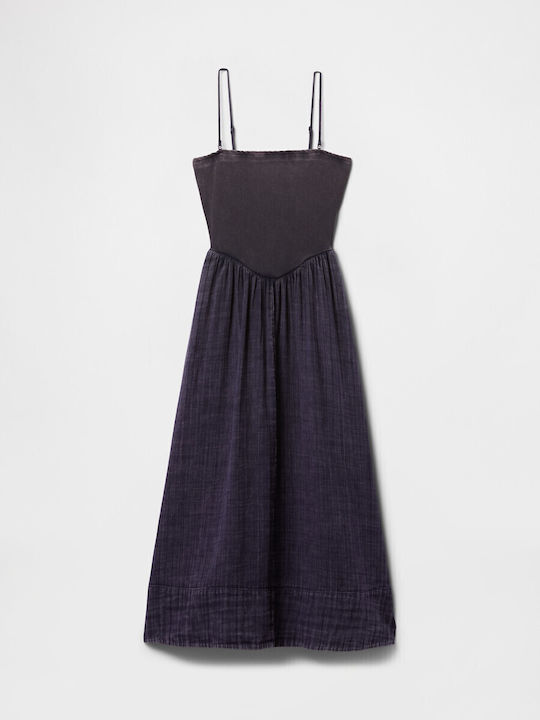 Sommer Midi Damenkleid Gestrickt Indigo