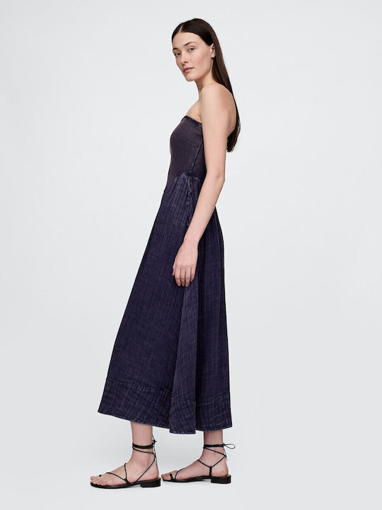 Sommer Midi Damenkleid Gestrickt Indigo
