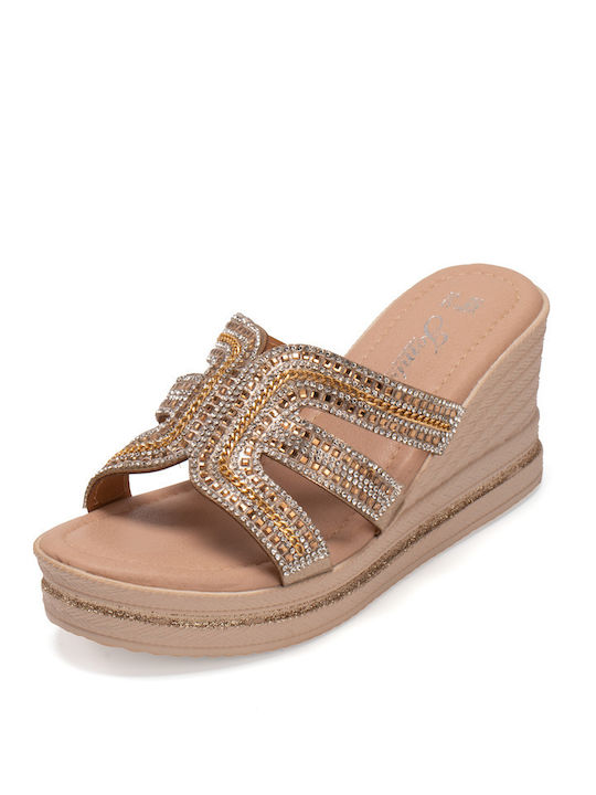 Flache Sandalen für Damen Anatomisch in Gold Farbe
