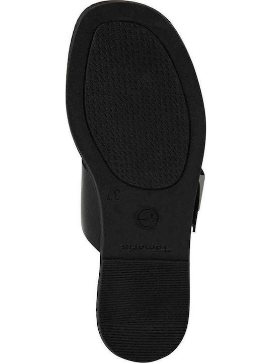 Leather Women's Flat Sandals in Black Color