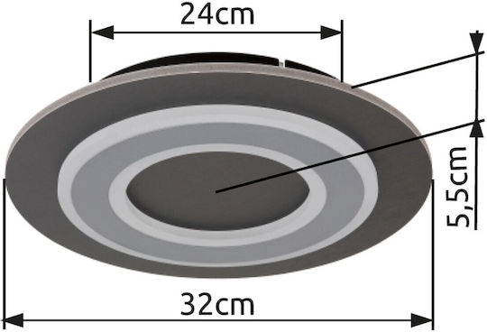 Globo Lighting Πλαφονιέρα Οροφής 32εκ. Γκρι με Ενσωματωμένο LED