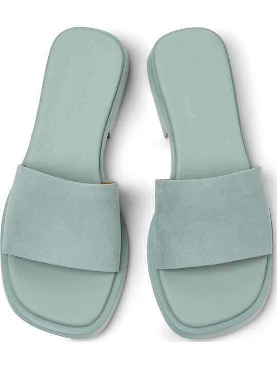 Dana Leather Mules With Low Heel In Green Colour
