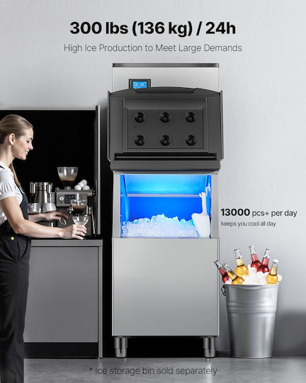 Vevor Mașină de gheață cu producție zilnică de 136kg FTZBJJT300LBLR45QV2