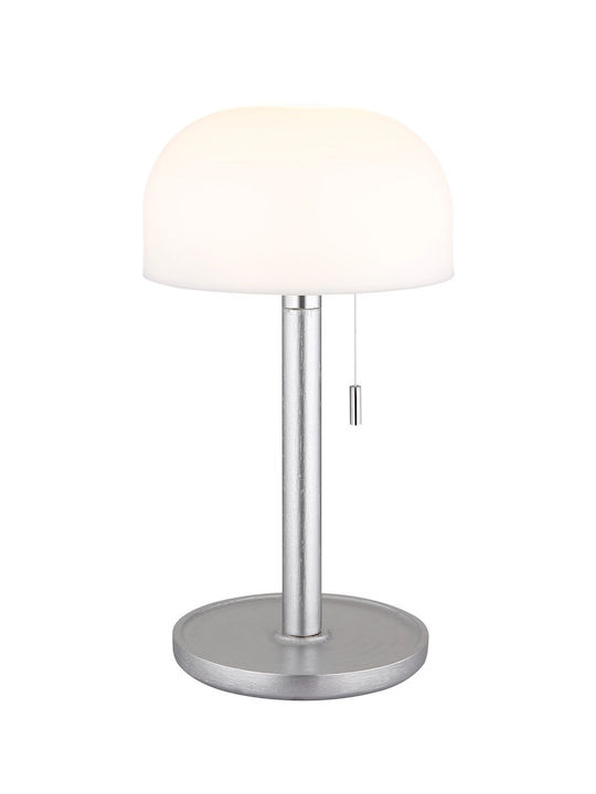 Globo Lighting Πορτατίφ με Λευκό Καπέλο και Ασημί Βάση