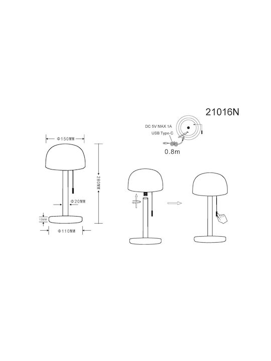 Globo Lighting Πορτατίφ με Λευκό Καπέλο και Ασημί Βάση