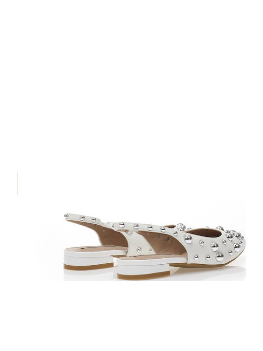 Pumps mit Riemchen & flacher Absatz Weiß
