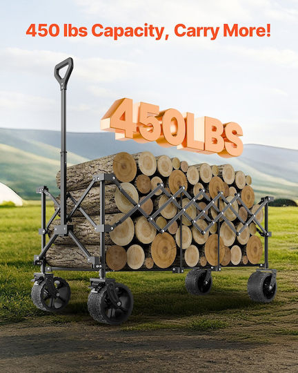Foldable Garden Cart Metallic Four-wheel 300lt