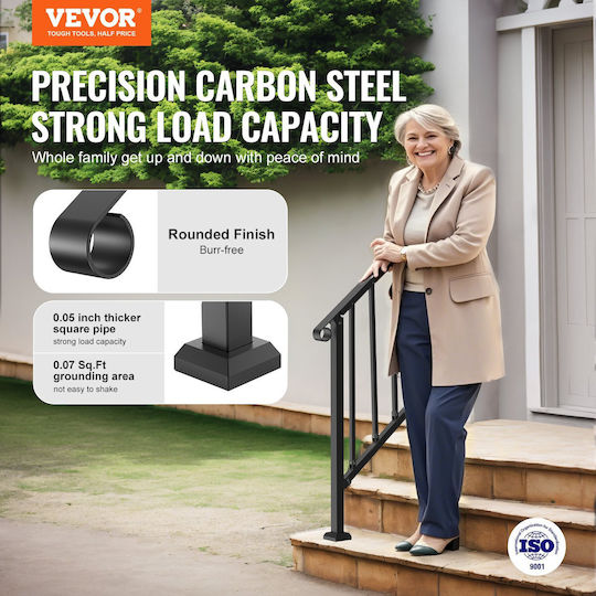 Vevor 2-3 Outdoor-Handläufe für Senioren Veranda Schwarz Retro Bogen
