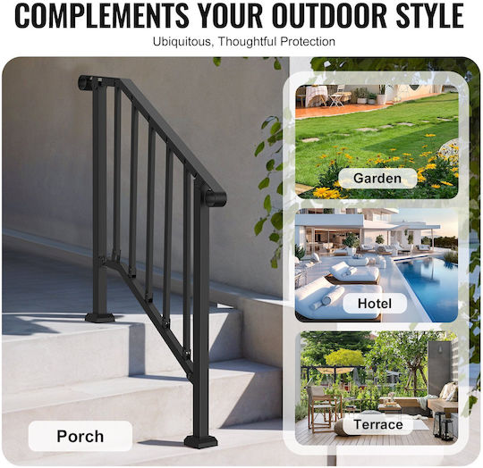 Vevor 2-3 Outdoor-Handläufe für Senioren Veranda Schwarz Retro Bogen