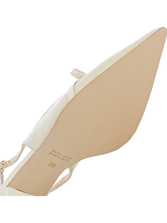Leather Heels with Medium Heel Beige