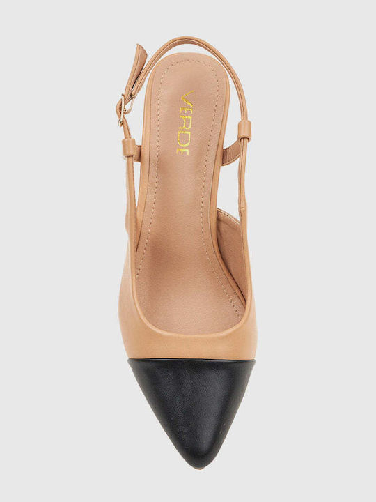 Pumps mit Chunky mittelhohem Absatz Beige