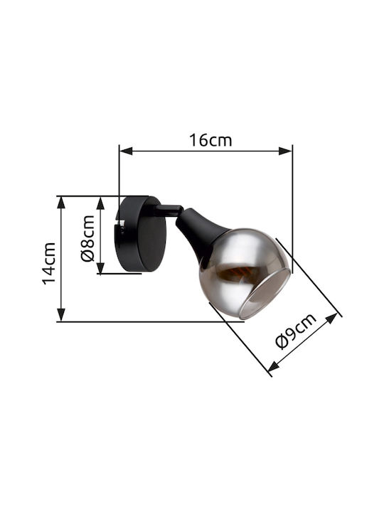 Globo Lighting Φωτιστικό Τοίχου με Ντουί E14 Μαύρο 9x14εκ.