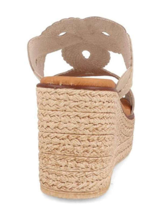 Damenplattformen Beige