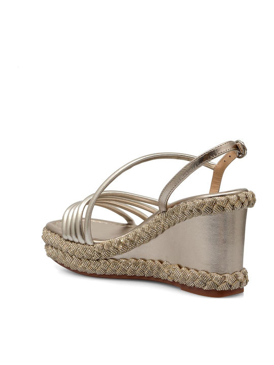 Women's Leather Platform Shoes Gold