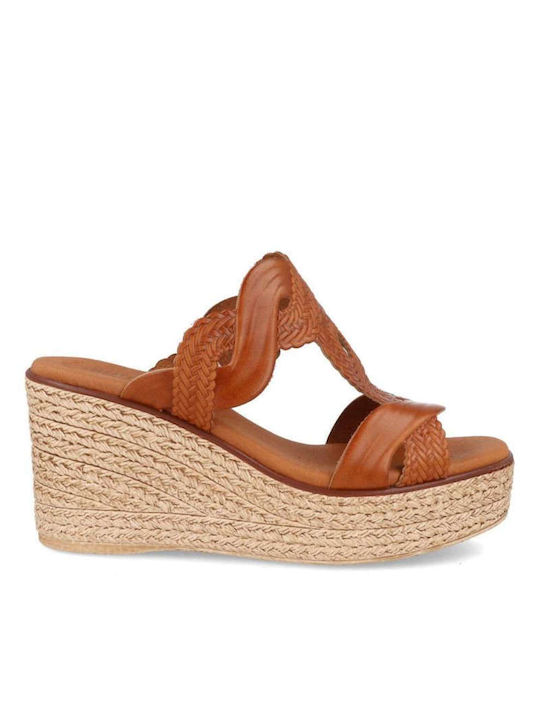 Women's Leather Platform Shoes Tabac Brown