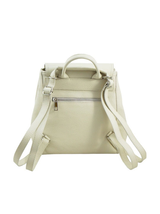 Leder Damentasche Rucksack Ecru