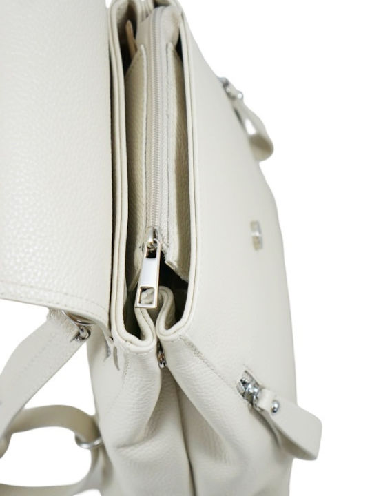 Leder Damentasche Rucksack Ecru