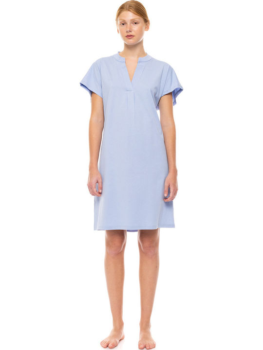 Pink Label Sommer Damen Nachthemd Blue Cloud
