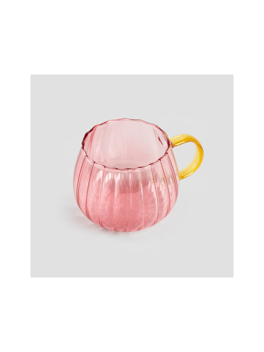 Homla Pahar Cafea / Cafea grecească Freddo din Sticlă în Culoarea Roz 400ml