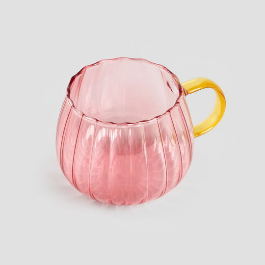 Homla Pahar Cafea / Cafea grecească Freddo din Sticlă în Culoarea Roz 400ml