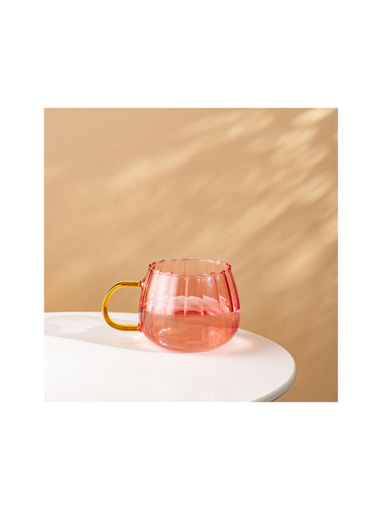 Homla Pahar Cafea / Cafea grecească Freddo din Sticlă în Culoarea Roz 400ml