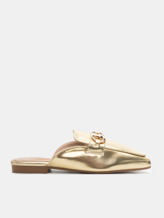 Mules with Heel in Gold Color