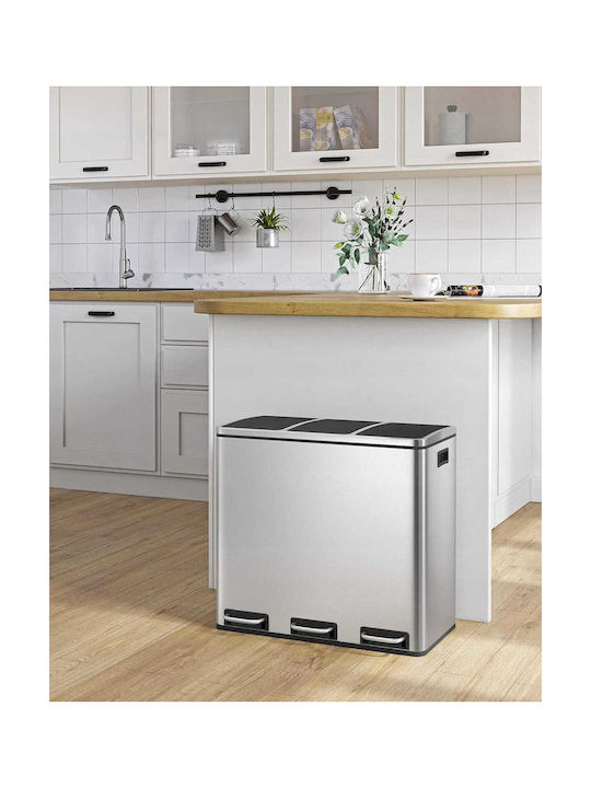 Metallic Waste Bin with Pedal Silver 18lt
