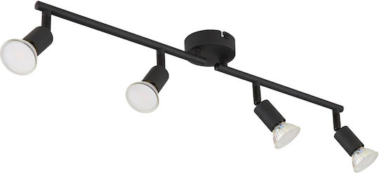 Globo Lighting Matrix Σποτ με 4 Φώτα και με Ντουί GU10 σε Μαύρο Χρώμα