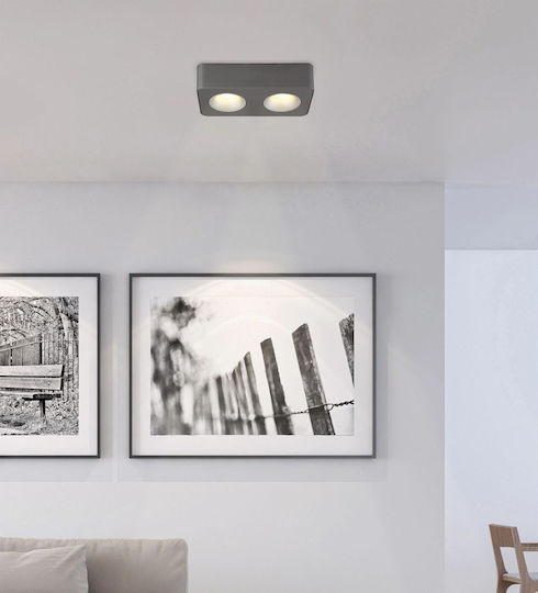 Globo Lighting Διπλό LED Θερμό Λευκό Σποτ σε Γκρι Χρώμα