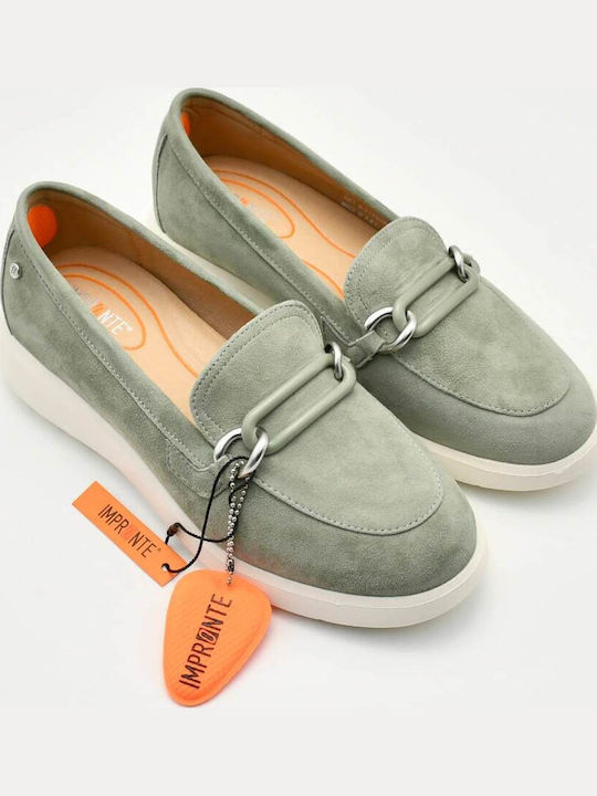 Δερμάτινα Γυναικεία Loafers σε Πράσινο Χρώμα