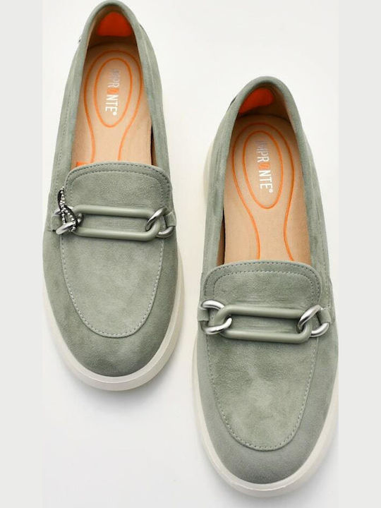 Δερμάτινα Γυναικεία Loafers σε Πράσινο Χρώμα