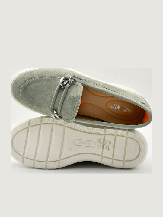 Δερμάτινα Γυναικεία Loafers σε Πράσινο Χρώμα