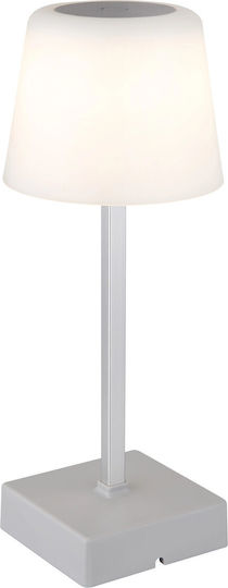 Globo Lighting Πλαστικό Πορτατίφ LED με Λευκό Καπέλο και Ασημί Βάση
