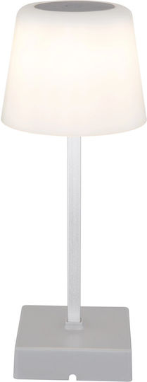 Globo Lighting Πλαστικό Πορτατίφ LED με Λευκό Καπέλο και Ασημί Βάση