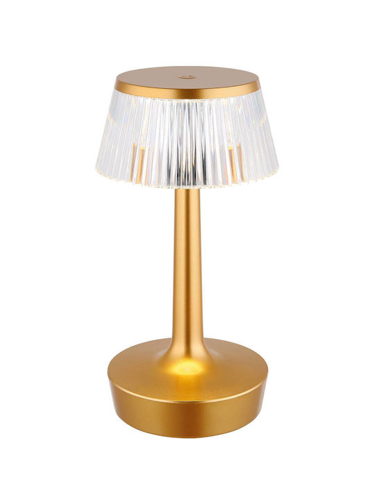 Globo Lighting Tischlampe LED mit Transparent Schirm und Gold Basis