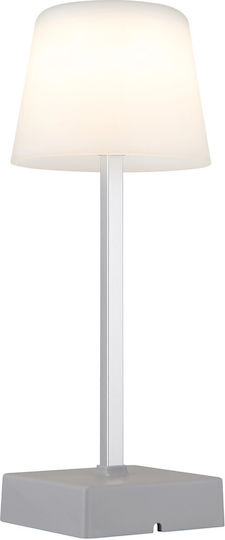 Globo Lighting Πλαστικό Πορτατίφ LED με Λευκό Καπέλο και Ασημί Βάση