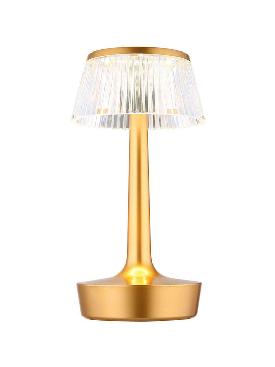 Globo Lighting Tischlampe LED mit Transparent Schirm und Gold Basis