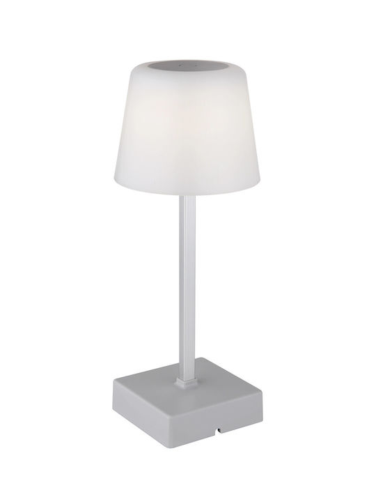 Globo Lighting Table Lamp LED with White Shade and Silver Base