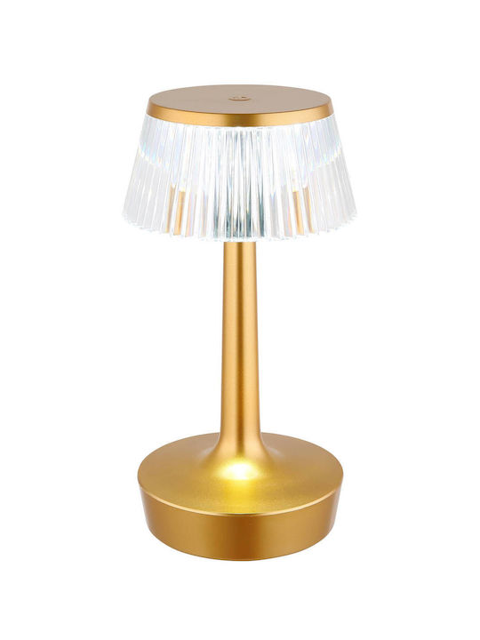 Globo Lighting Tischlampe LED mit Transparent Schirm und Gold Basis