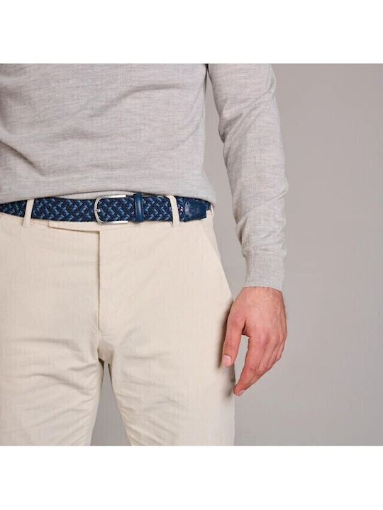 Elastic Men's Belt Knitted Blue