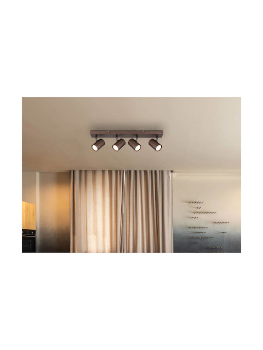 Globo Lighting Σποτ με 4 Φώτα σε Καφέ Χρώμα