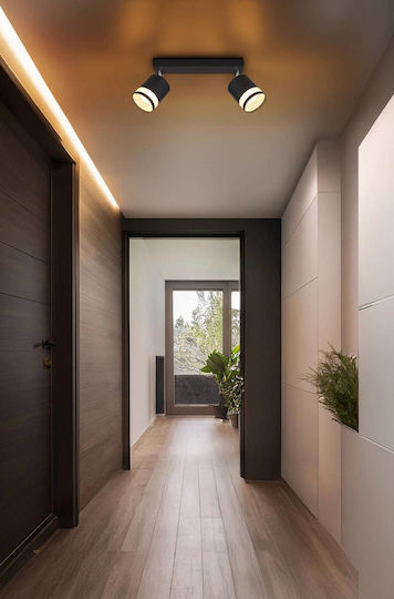 Globo Lighting Διπλό LED Θερμό Λευκό Σποτ σε Μαύρο Χρώμα