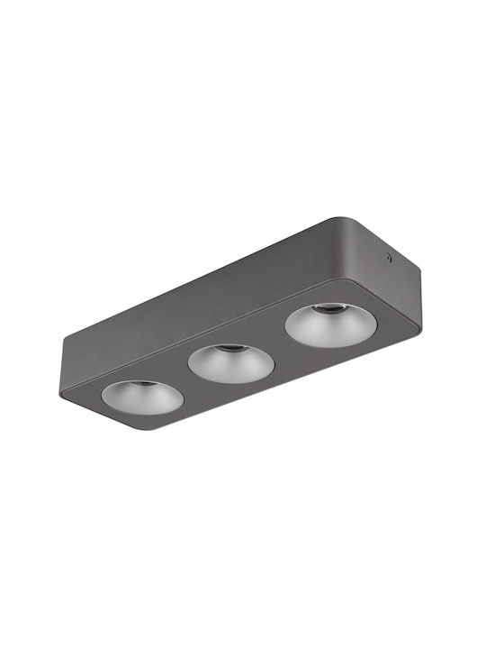 Globo Lighting Τριπλό LED Θερμό Λευκό Σποτ σε Γκρι Χρώμα