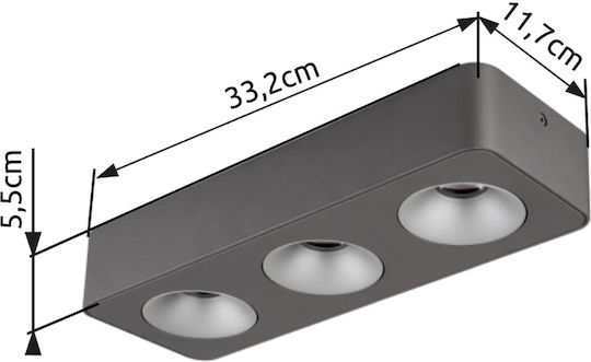 Globo Lighting Triple LED Warm White Spot in Gray Color