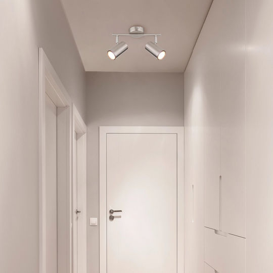 Globo Lighting Двойно Спот с Цокъл GU10 в Сребрист Цвят
