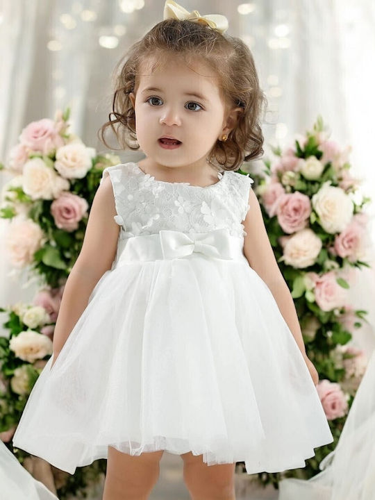 Children's Dress Sleeveless Lace White